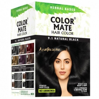 Краска для волос COLOR MATE Heir Color тон 9.1, натуральный чёрный 180 гр