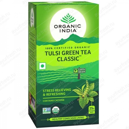 Чай Базиликовый с Зеленым чаем 25 пак, Tulsi Green