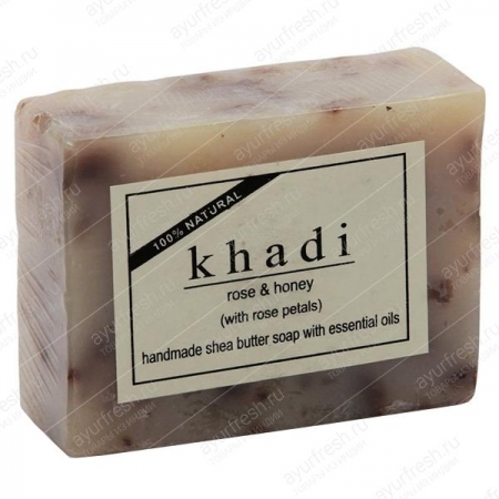 Масляное мыло Роза и Мед с Лепестками роз 100 г Khadi Rose & Honey with Rose Petals Soap