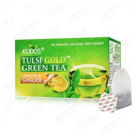 Зеленый чай Лимон и Имбирь Tulsi Gold 12 пак. Kudos