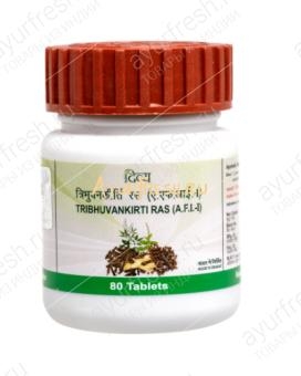 Трибхуванкирти рас 80 таб, Patanjali Tribhuvankirti ras, 20 gm