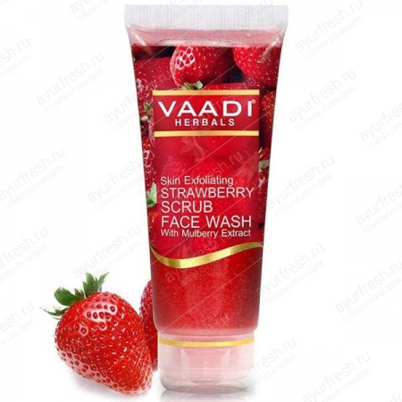 Гель-скраб для умывания с зернышками клубники 60 мл, Vaadi Strawberry Face Wash