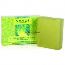 Мыло Антивозрастное для лица и тела Ним и Тулси 75 г, Vaadi Alluring Neem and Tulsi Soap