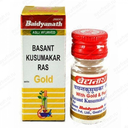 Васант кусумакар рас 5 таб, Baidyanath Basant Kusumakar Ras with Gold