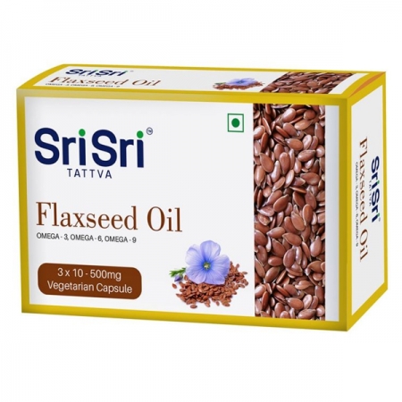 Льняное масло в капсулах 3*10 500 мг, Sri Sri Tattva Flaxseed Oil Capsules -veg