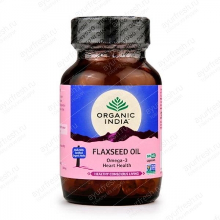 Масло семян льна в капсулах 60 кап, Flax Seed Oil Bottle Organic India