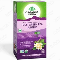 Чай Тулси, Зелёный чай и Жасмин марки Органик Индия, 25 пакетиков, Tulsi Green Tea Jasmine Organic India