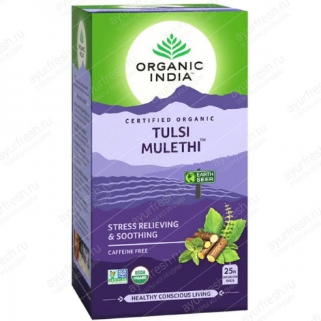 Чай Базиликовый Мулети 25 пак, Tulsi Mulethi Organic India