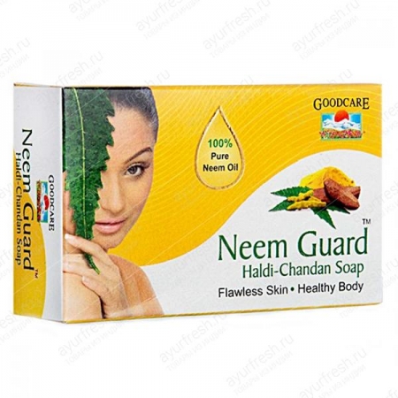 Мыло ним, куркума, сандал 75 г, Goodcare Neem Guard Haldi Chandan Soap 