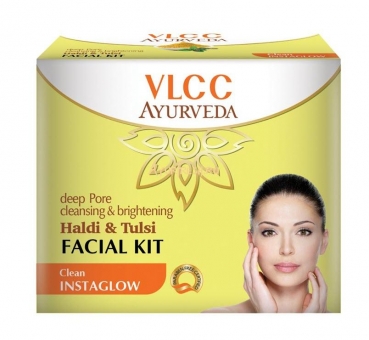 Набор для лица губокое очищение и сияние Куркума и Туласи 50 г, VLCC Deep Pore Cleansing & Brightening Haldi Tulsi Facial Kit