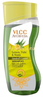 Шампунь против перхоти Лимон, Туласи и Ним 100 мл, VLCC Ayurveda Dandruff Control Shampoo