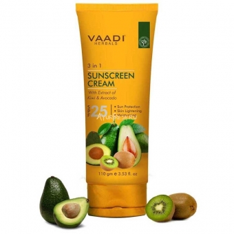 Солнцезащитный крем SPF-25 с Киви и Авокадо 110 г, Vaadi Sunscreen Cream SPF-25 with Extracts of Kiwi & Avocado