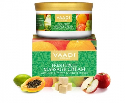 Массажный крем Яблоко, Апельсин, Папайя и масло Кокум 150 г, Vaadi Fresh Fruit Massage Cream with Apple, Orange, Papaya & Kokum Butter