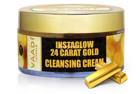 Очищающий крем Золото 24 карата 50 г, Vaadi 24 Carat Gold Cleansing Cream - Marigold Oil & Wheatgerm Oil 