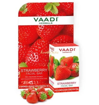 Мыло для лица Клубника 25 г, Vaadi Strawberry Facial Bar with Grapeseed Extract 