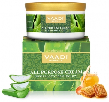 Универсальный крем с Алое вера и Медом 150 г, Vaadi All Purpose Cream with Aloe Vera, Honey & Manjistha