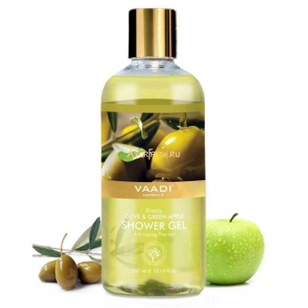 Гель для душа Олива и Зеленое яблоко 300 мл, Vaadi Breezy Olive & Green Apple Shower Gel 