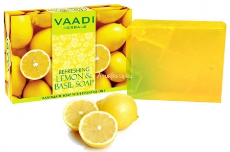 Мыло Лимон и Базилик 75 г, Vaadi Refreshing Lemon and Basil Soap