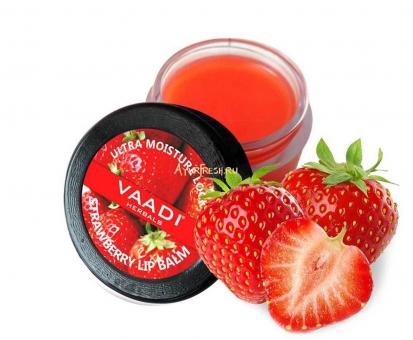 Бальзам для губ Клубника и Мед 10 г, Vaadi Lip Balm - Strawberry & Honey 