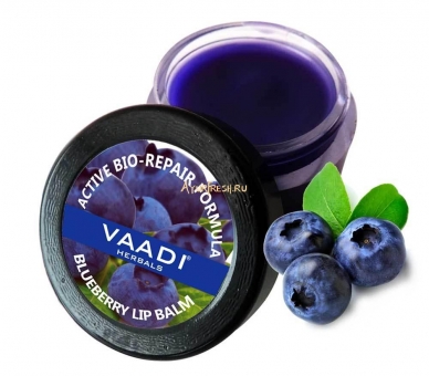 Бальзам для губ Черника 10 г, Vaadi Lip Balm - Blueberry 