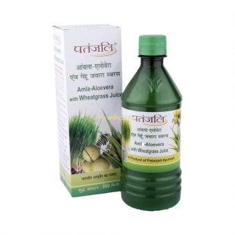 Сок Амла-Алое вера с Зародышами пшеницы 500 мл, Patanjali Amla Aloe Vera with Wheat Grass Juice