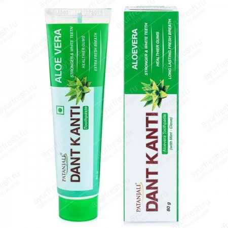 Зубная паста Дант Канти Алое вера 80 г, Patanjali Dant kanti aloevera gel toothpaste