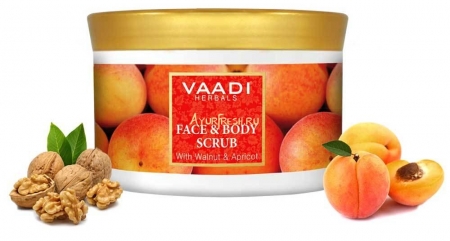 Скраб для лица и тела Грецкий орех и Абрикос 500 г, Vaadi Face & Body Scrub with Walnut & Apricot