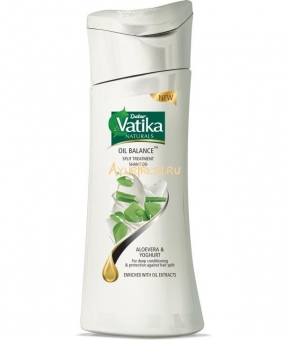 Шампунь Алое вера и Йогурт - Против секущихся волос 340 мл, Dabur Vatika Naturals Oil Balance Split Treatment Shampoo 180 Ml